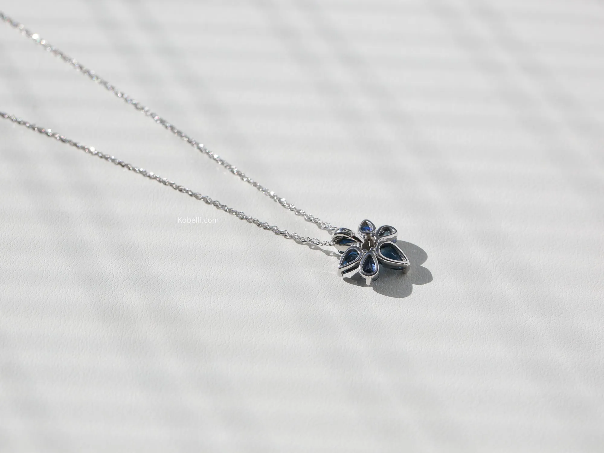 Leia Dark Sapphire Flower Necklace