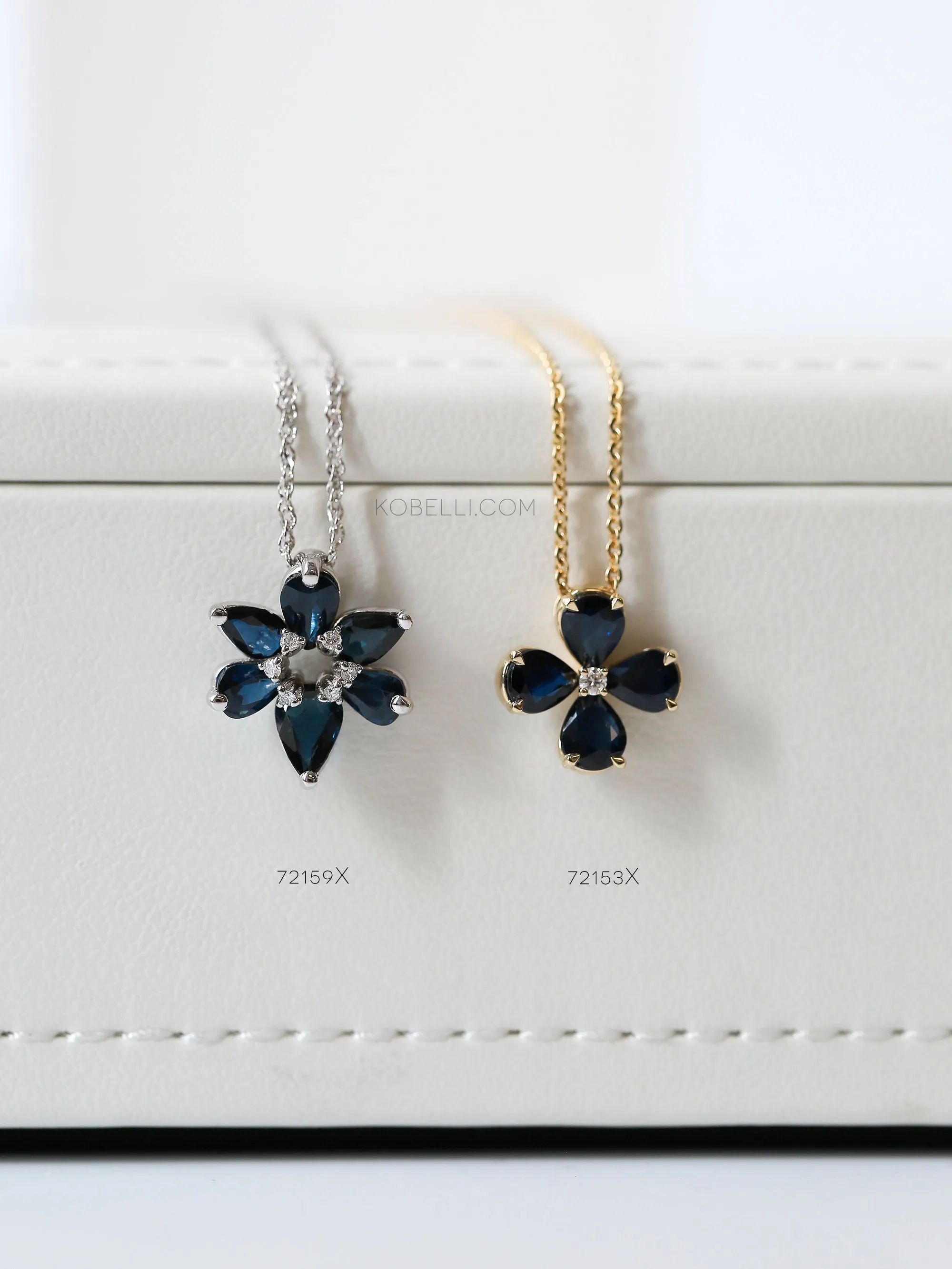 Leia Dark Sapphire Flower Necklace