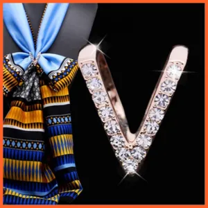 Letter Shape Crystal Brooch Pin | Fashion Pearl Shawl Buckle Clip Scarf