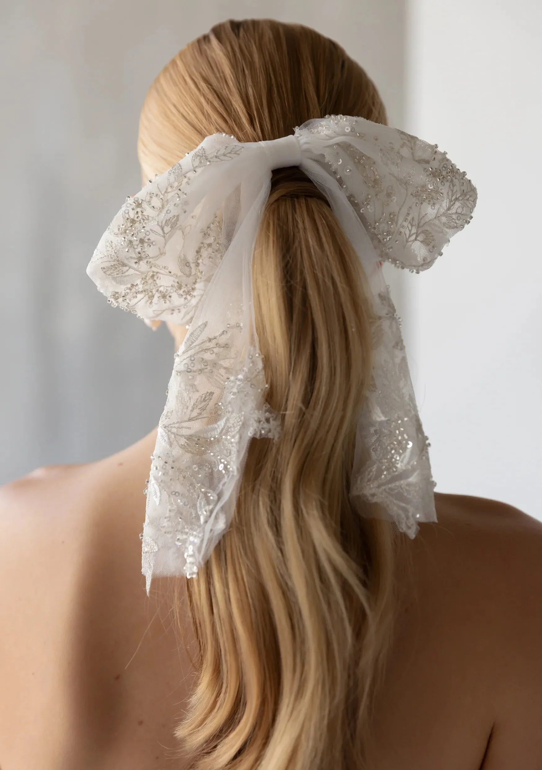 Lola Knight - Piper Beaded Tulle Bow - Ivory