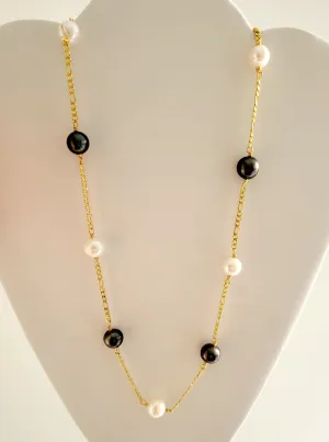 MENITA- (10-12mm) Tahitian Pearls mixed with White Freshwater Pearls Necklace