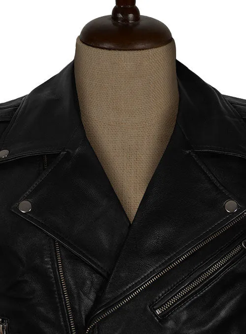 Mens Classic Black Leather Motorcycle Biker Vest