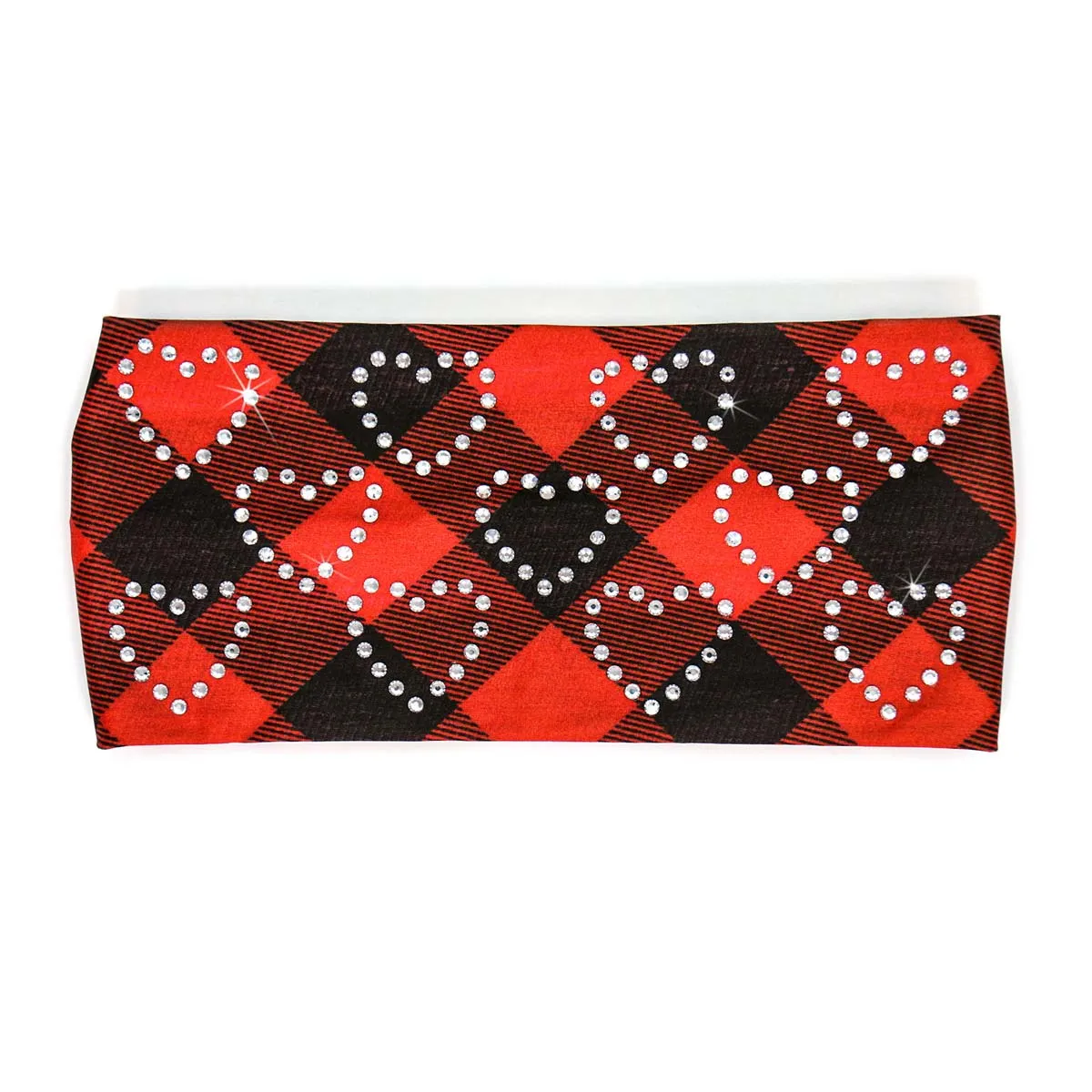 Milwaukee Leather | Bling Designed Wide Headbands-Headwraps for Women Biker Bandana with Plaid Red - MLA8034