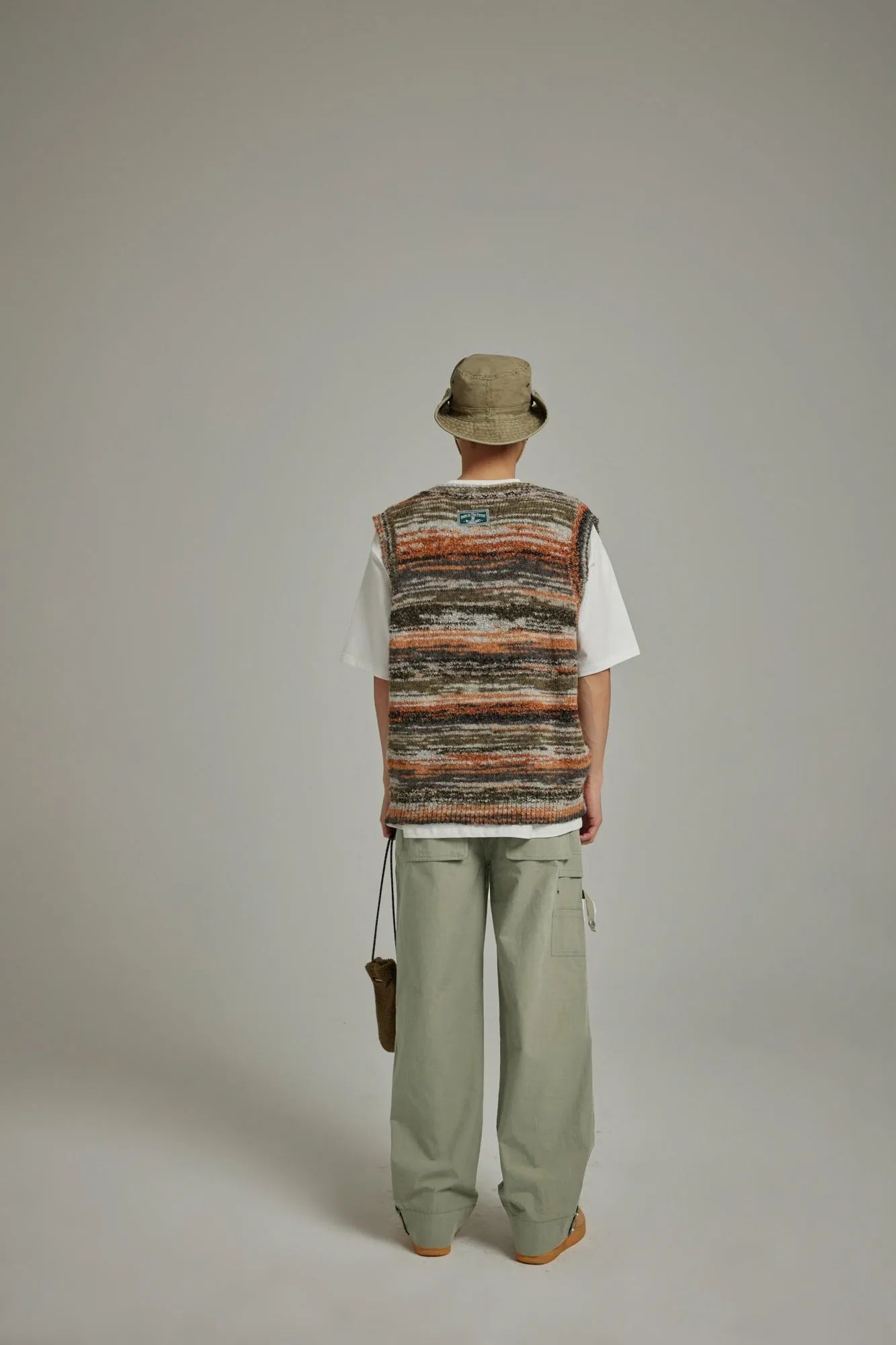 Mixed Color Blur Stripes Knit Vest