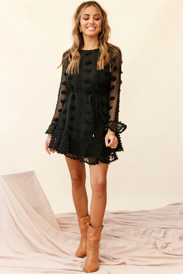 Montville Long Sleeve Embellished Dress Black