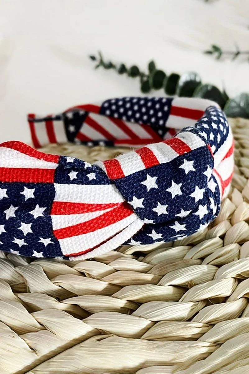 Navy and Red American Flag Knotted Headband