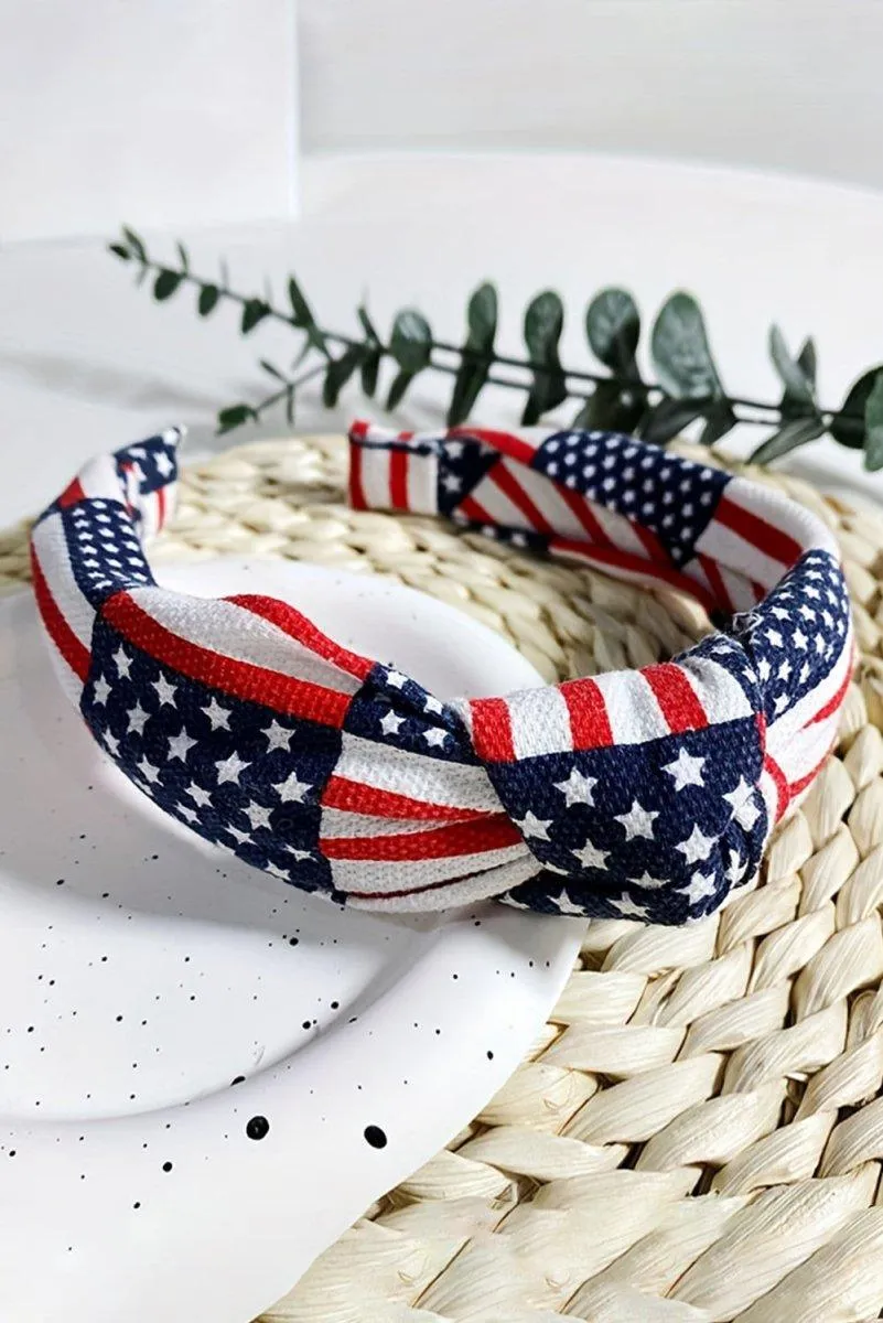 Navy and Red American Flag Knotted Headband