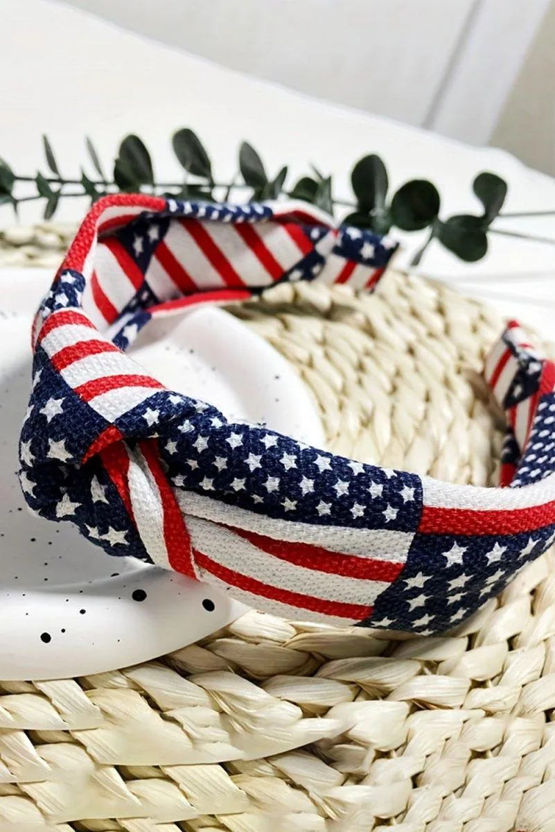 Navy and Red American Flag Knotted Headband