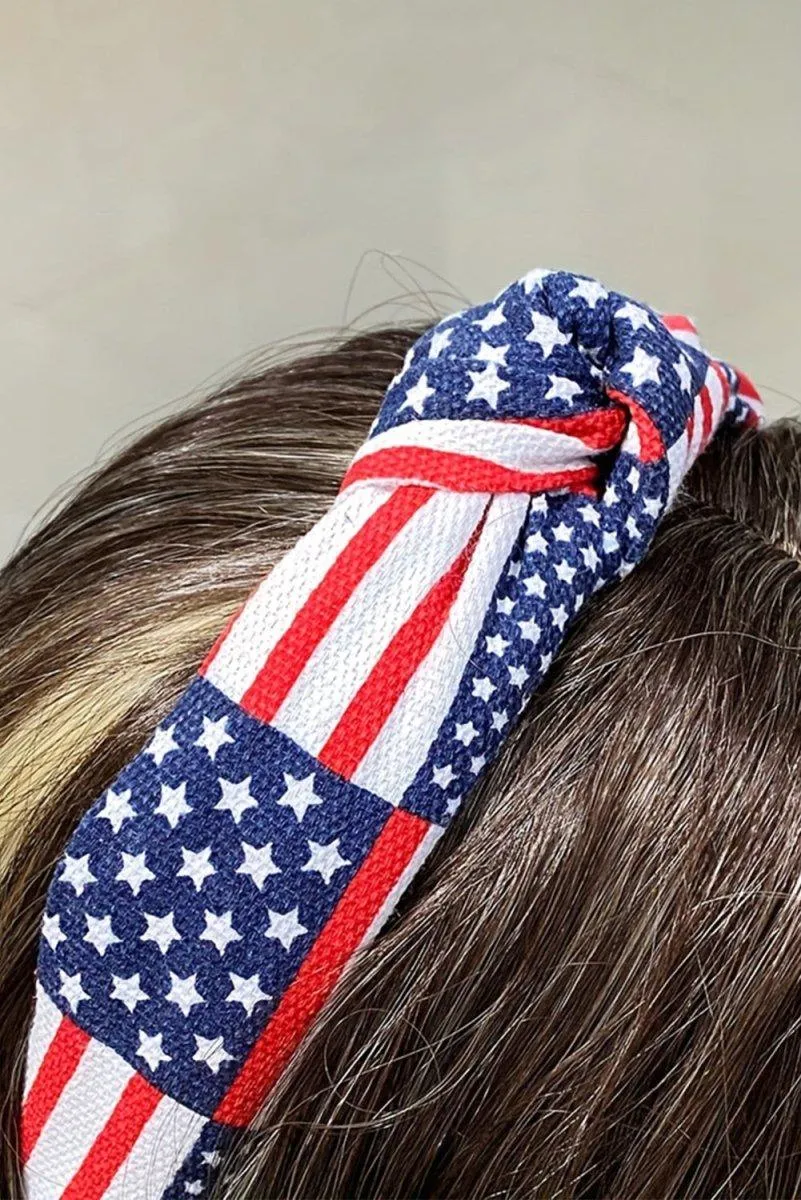 Navy and Red American Flag Knotted Headband