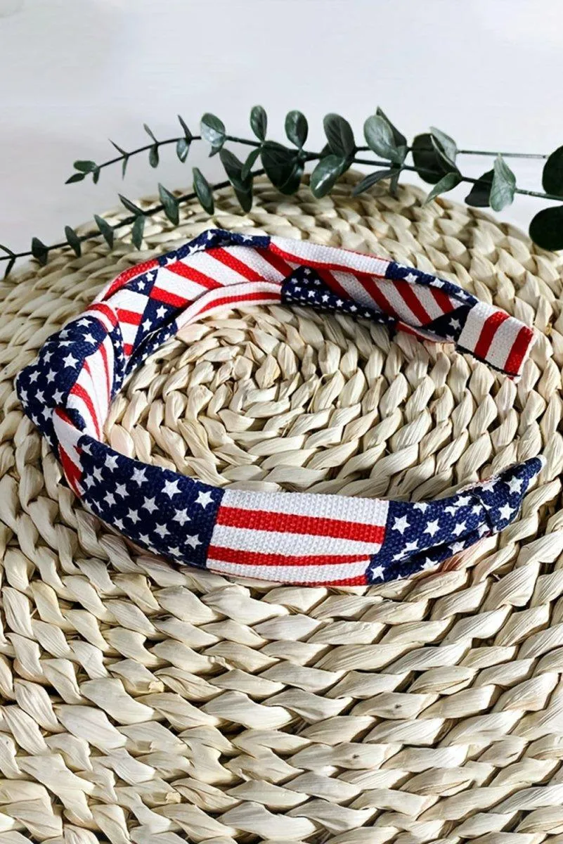 Navy and Red American Flag Knotted Headband