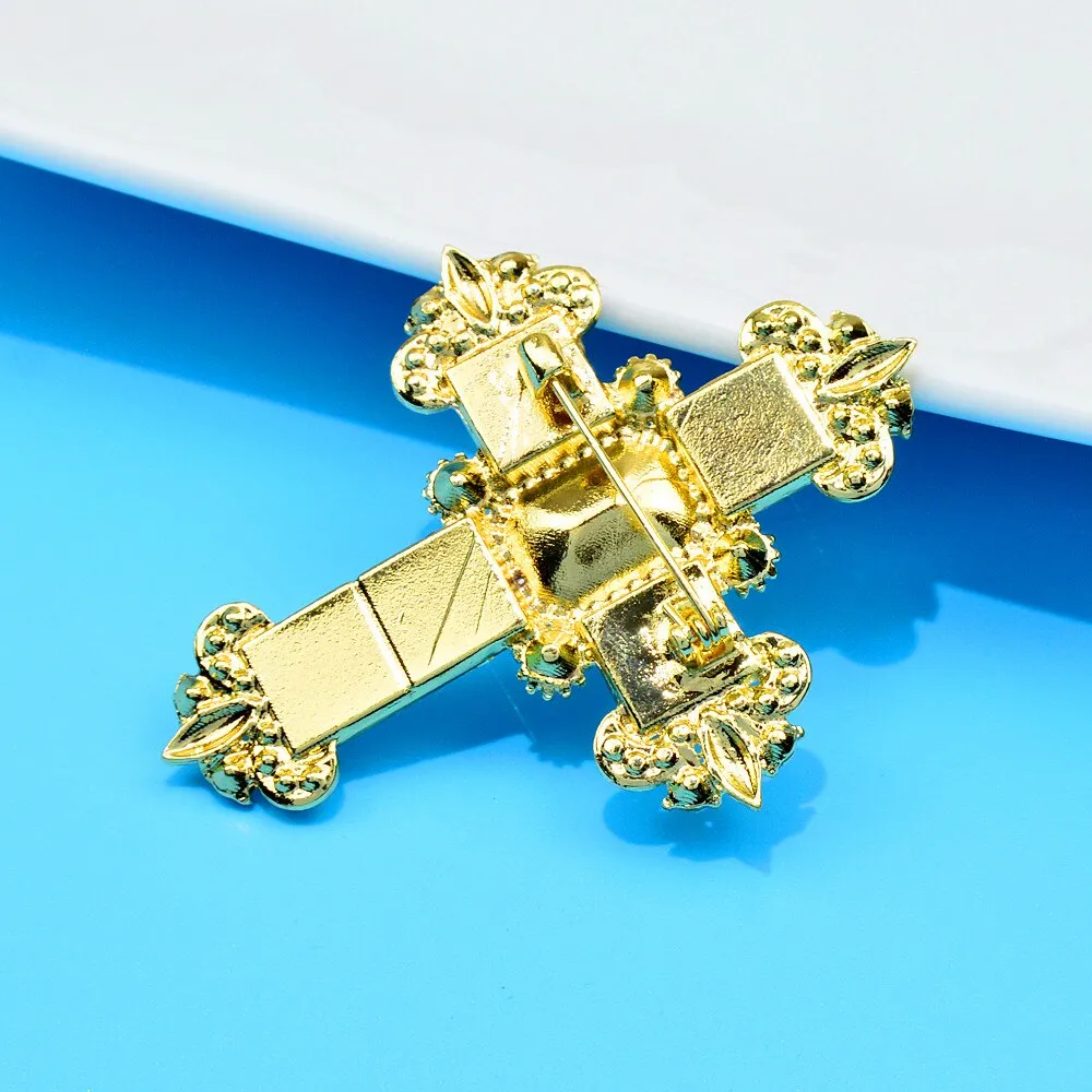 New Arrival Crystal Cross Brooches For Women