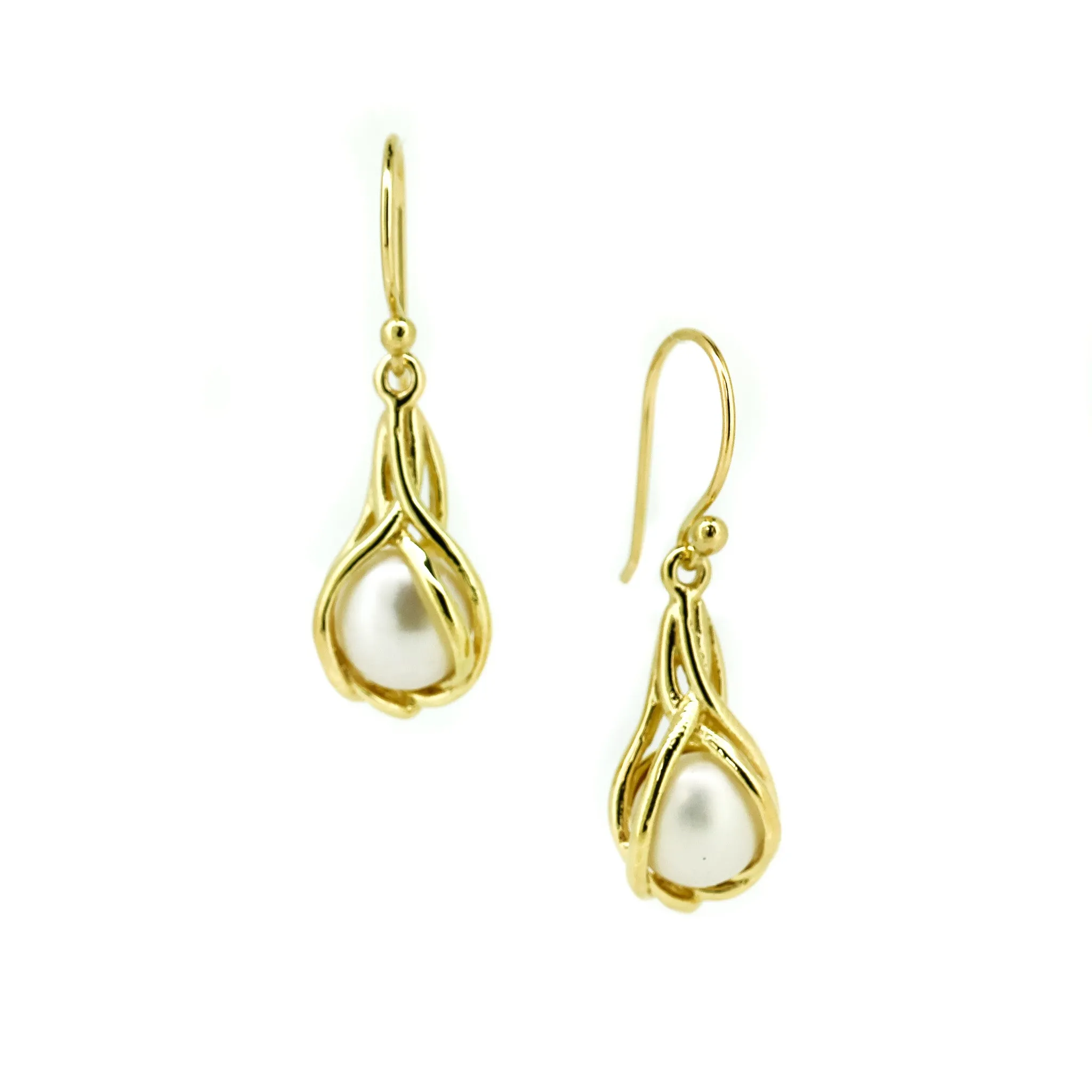 Ocean Embrace Pearl Earrings Gold