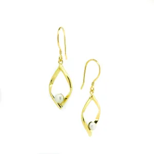 Oceanic Diamond Pearl Earrings Gold