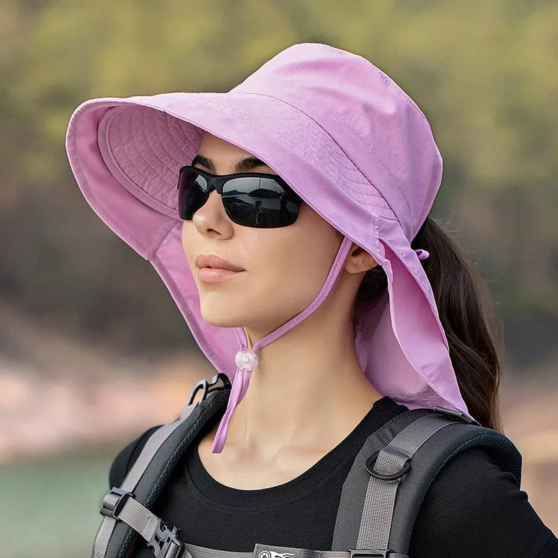 Outdoor and Travel Wide Brim Sun Visor Ponytail Cap Hats