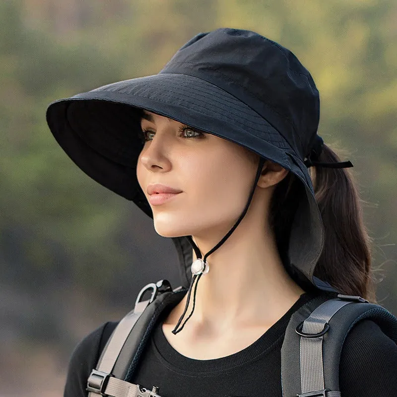 Outdoor and Travel Wide Brim Sun Visor Ponytail Cap Hats