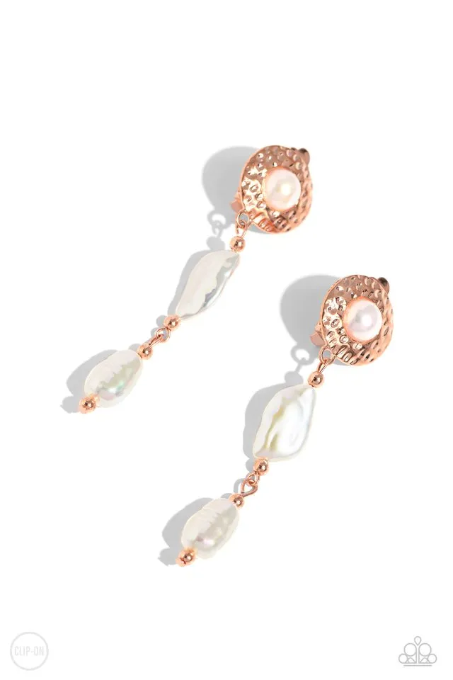 Paparazzi Earring ~ Modest MVP - Copper