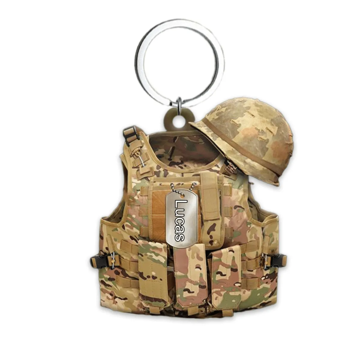 Personalized Tactical Vests Acrylic Keychain for Soldiers, Soldiers Keychain for Dad, Him