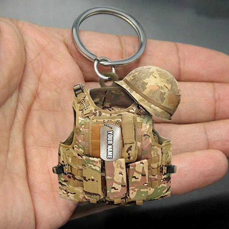 Personalized Tactical Vests Acrylic Keychain for Soldiers, Soldiers Keychain for Dad, Him