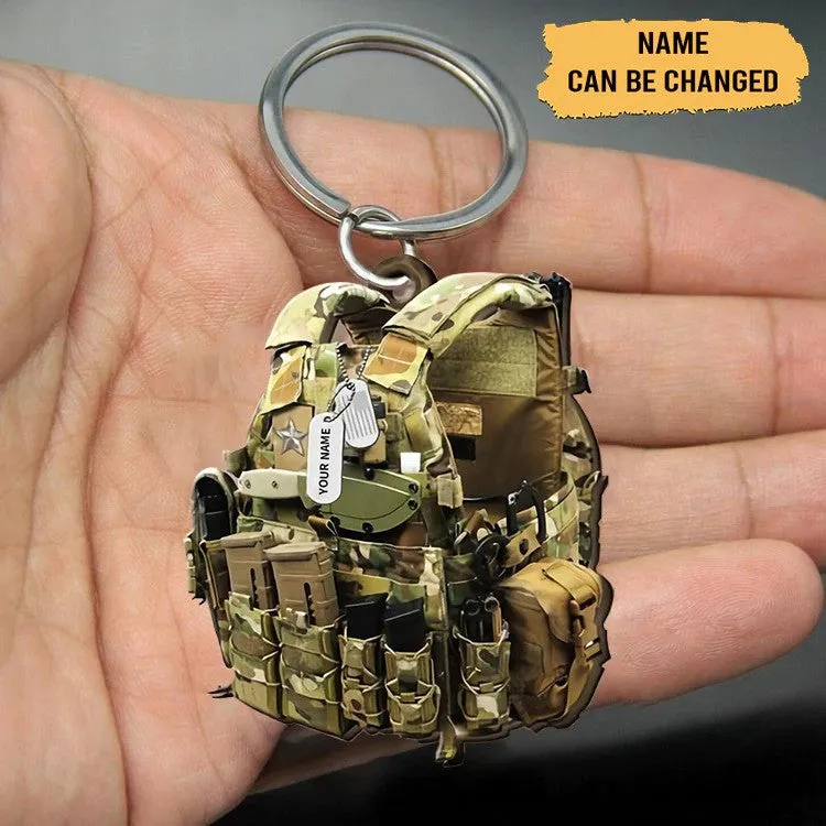 Personalized Tactical Vests Acrylic Keychain for Soldiers, Soldiers Keychain for Dad, Him