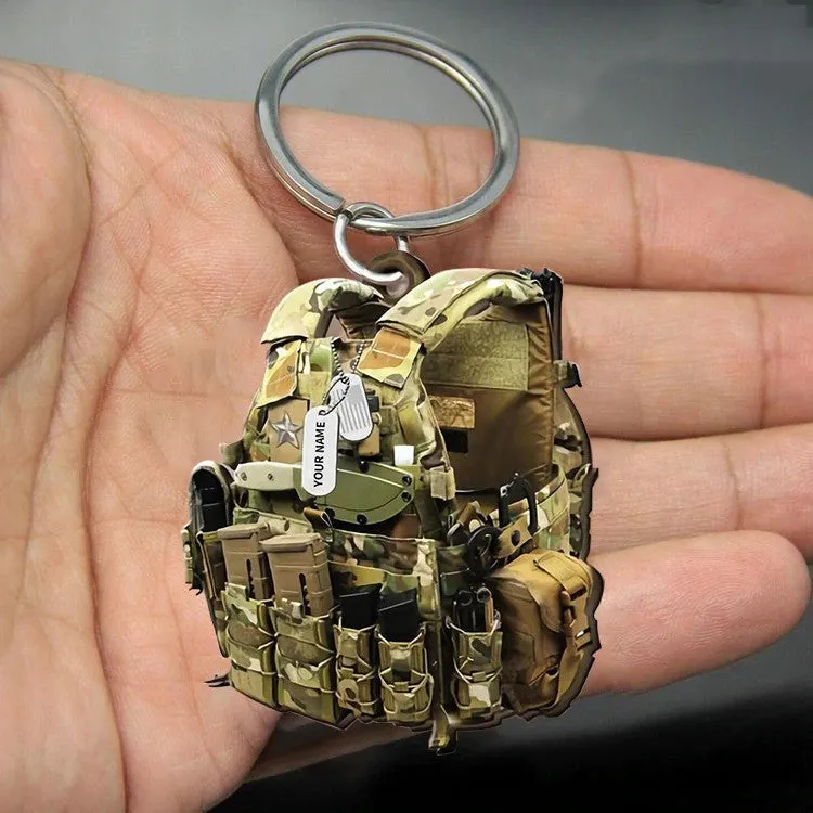 Personalized Tactical Vests Acrylic Keychain for Soldiers, Soldiers Keychain for Dad, Him