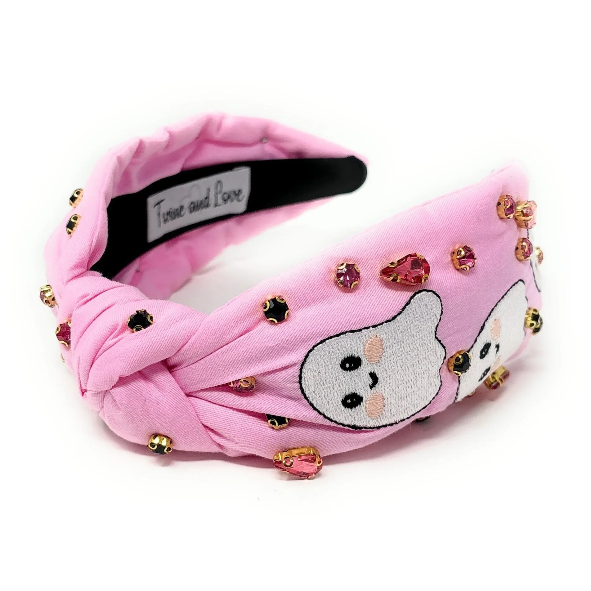 Pink Ghosts Jeweled Knot Headband