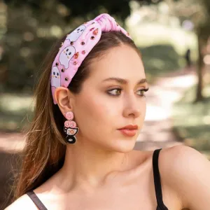 Pink Ghosts Jeweled Knot Headband