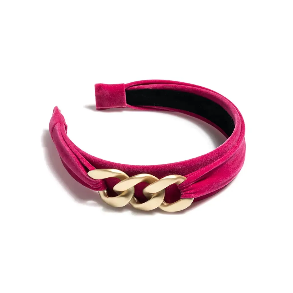 Pink Velvet Gold Chain Headband