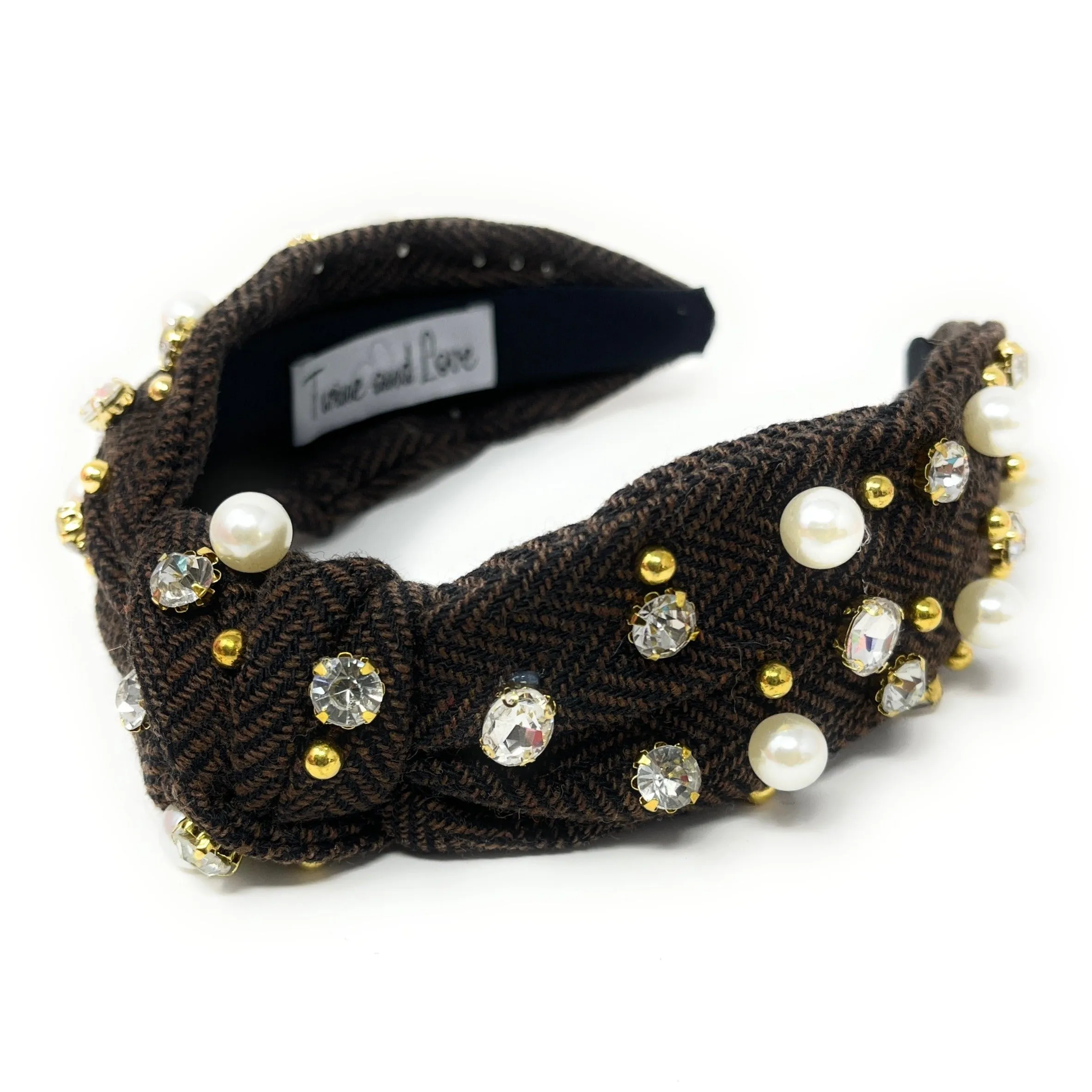 Plaid Knot Jeweled Headband