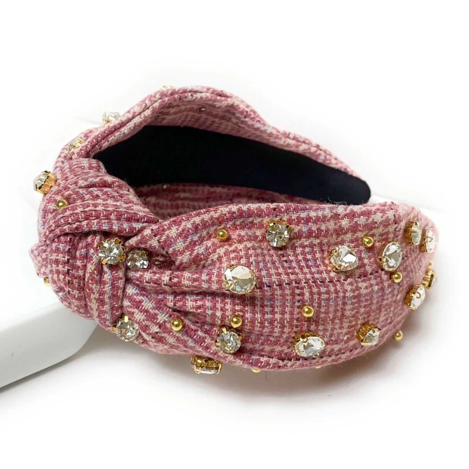 Plaid Knot Jeweled Headband