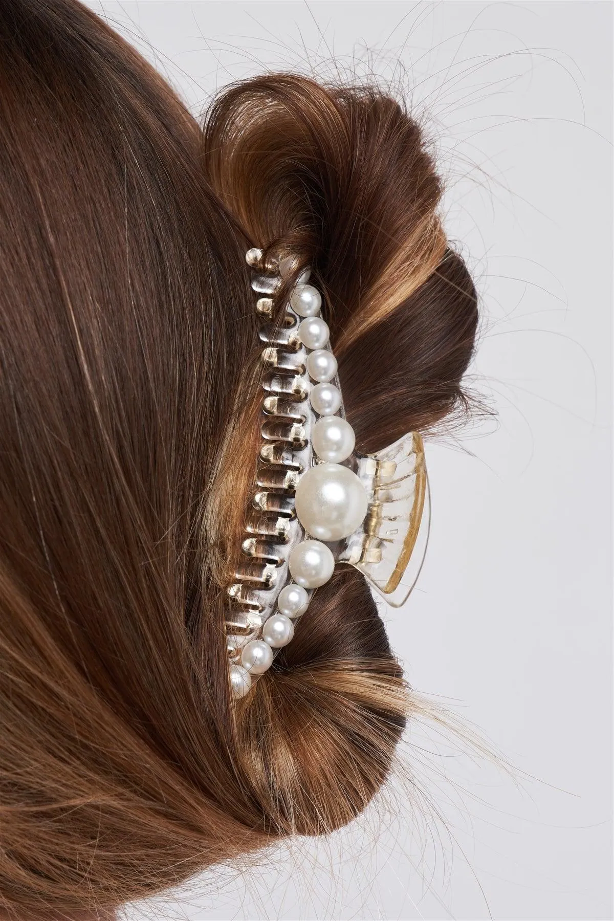 "Mermaid Hairpin" White & Pearl Large Hair Clip /3 Pieces