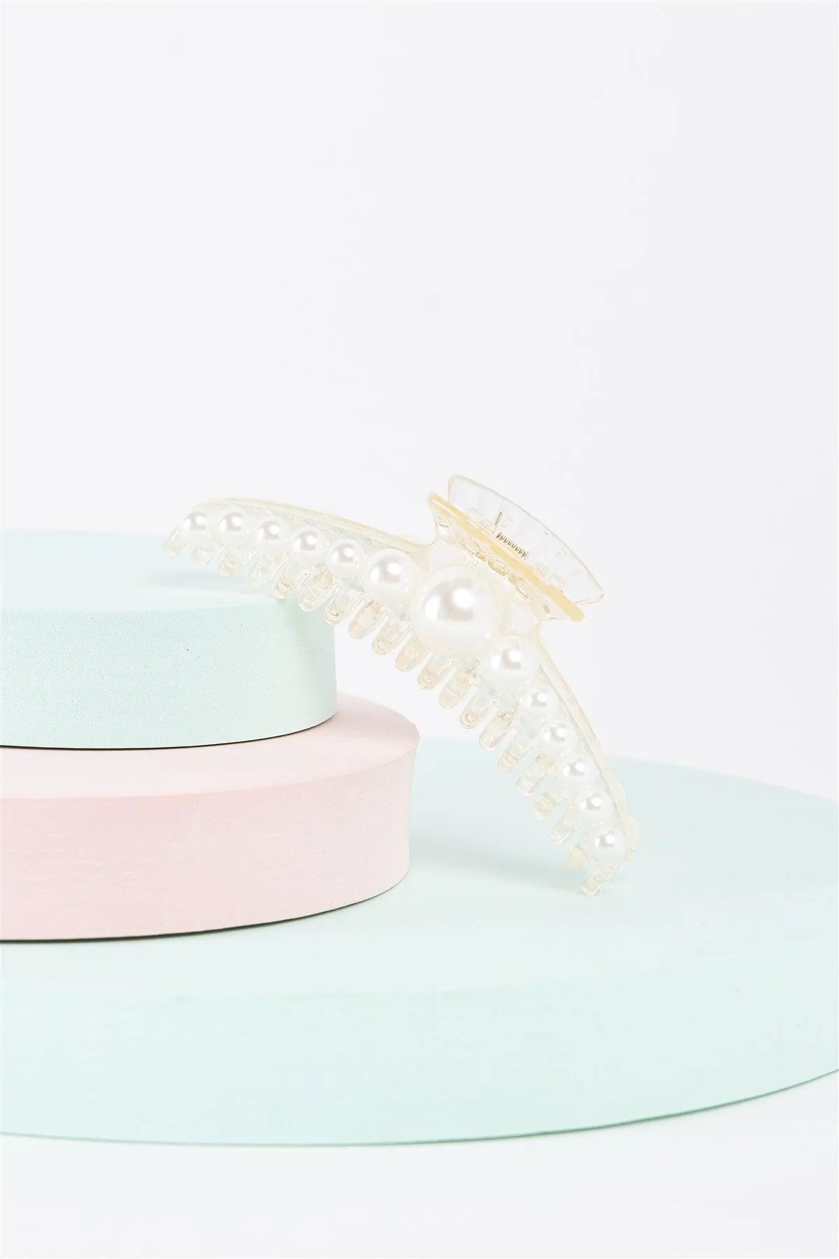 "Mermaid Hairpin" White & Pearl Large Hair Clip /3 Pieces