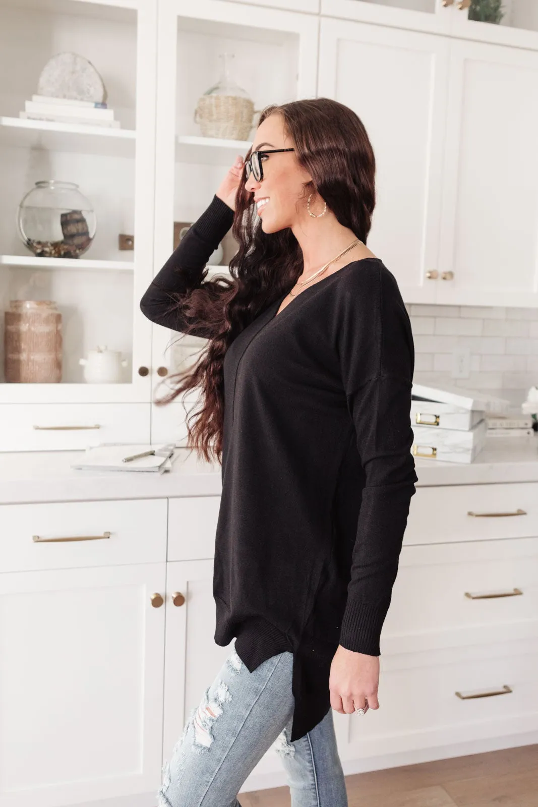 Red Carpet Tunic Top In Black