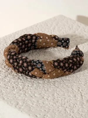 Shiraleah Braided Print Headband, Tan - FINAL SALE ONLY