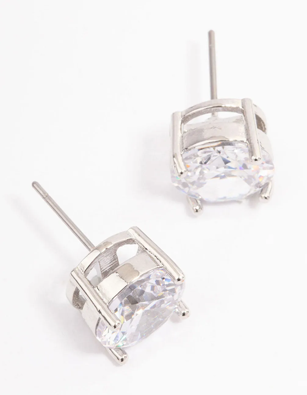 Silver Cubic Zirconia Round Statement Stud Earrings