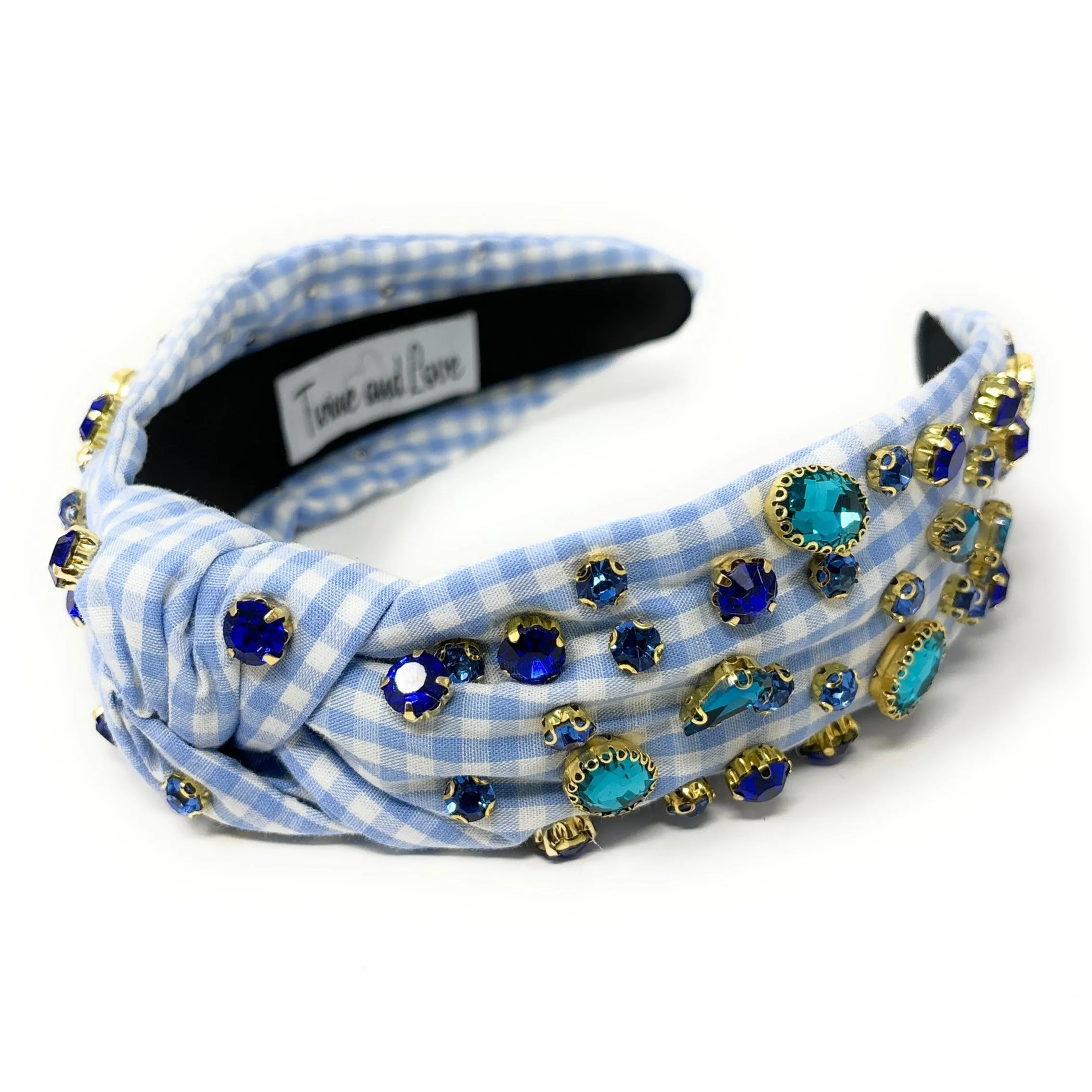 Sophie Gingham Jeweled Knot Headband