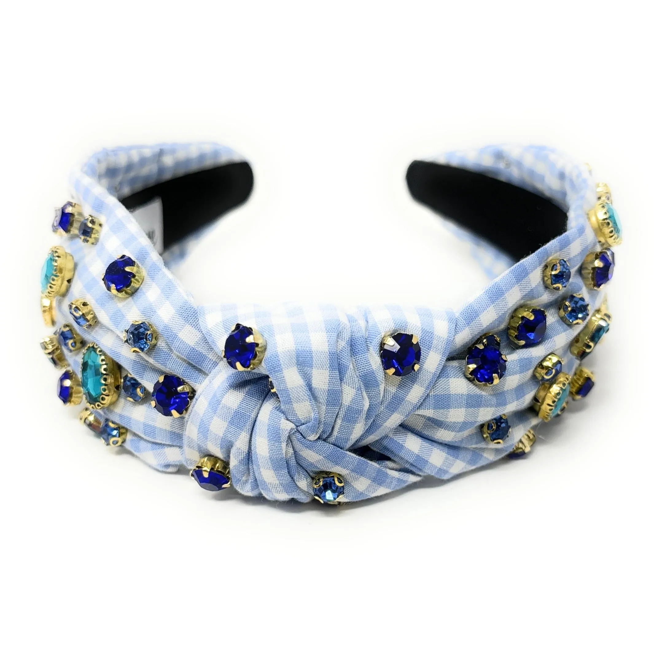 Sophie Gingham Jeweled Knot Headband