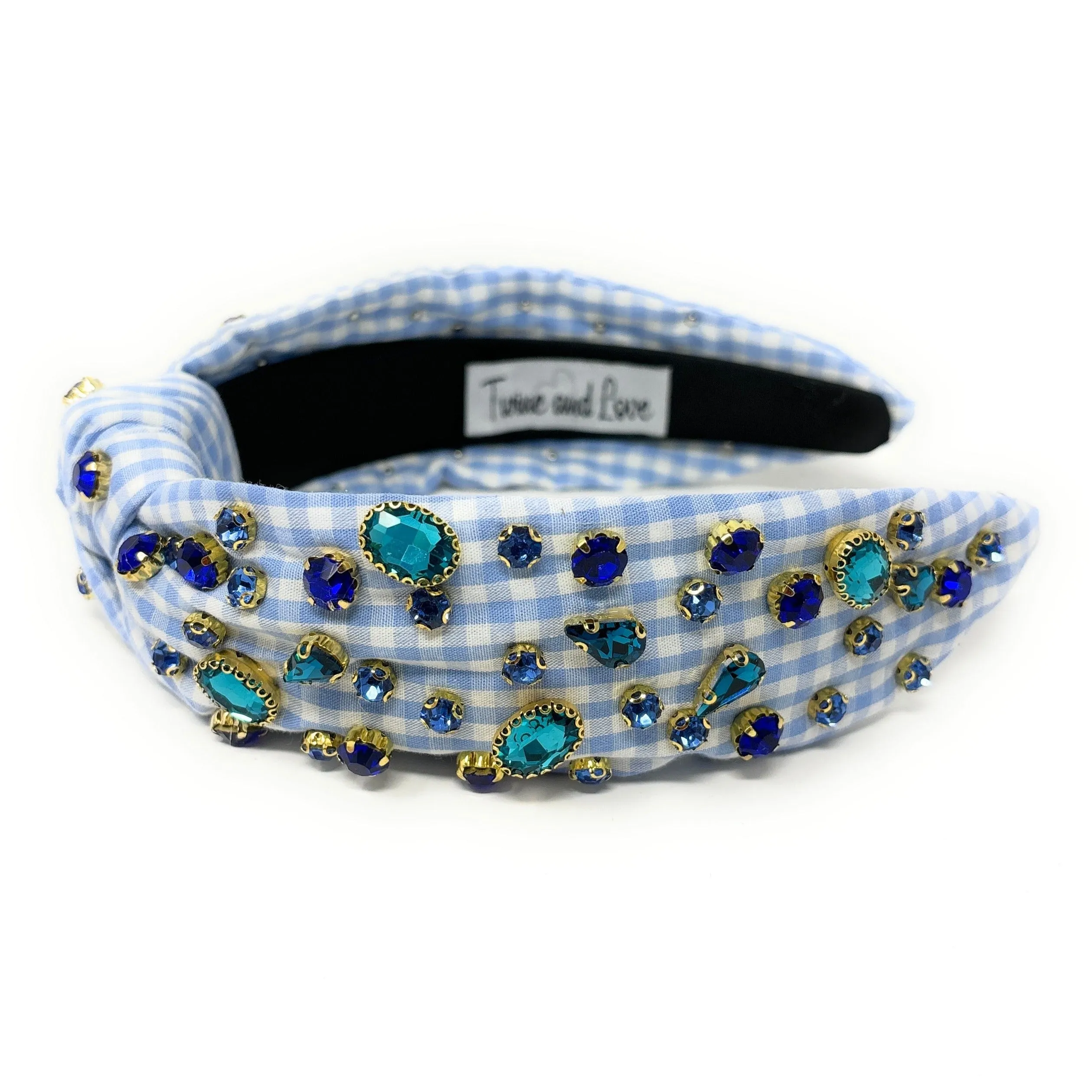 Sophie Gingham Jeweled Knot Headband