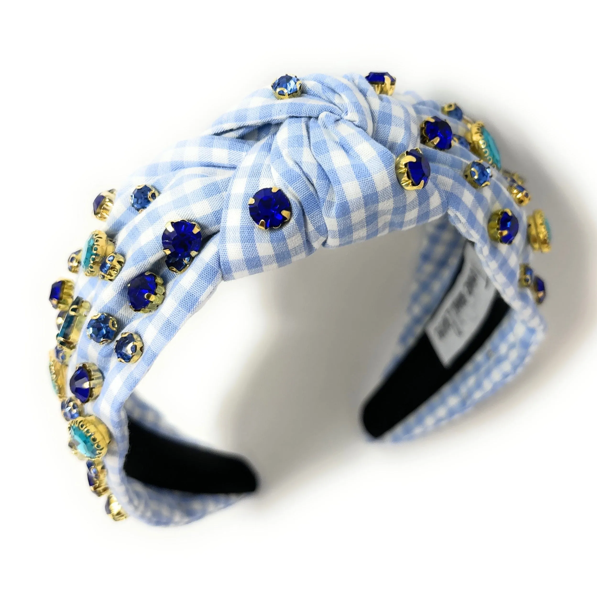 Sophie Gingham Jeweled Knot Headband