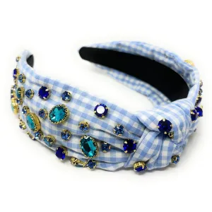 Sophie Gingham Jeweled Knot Headband