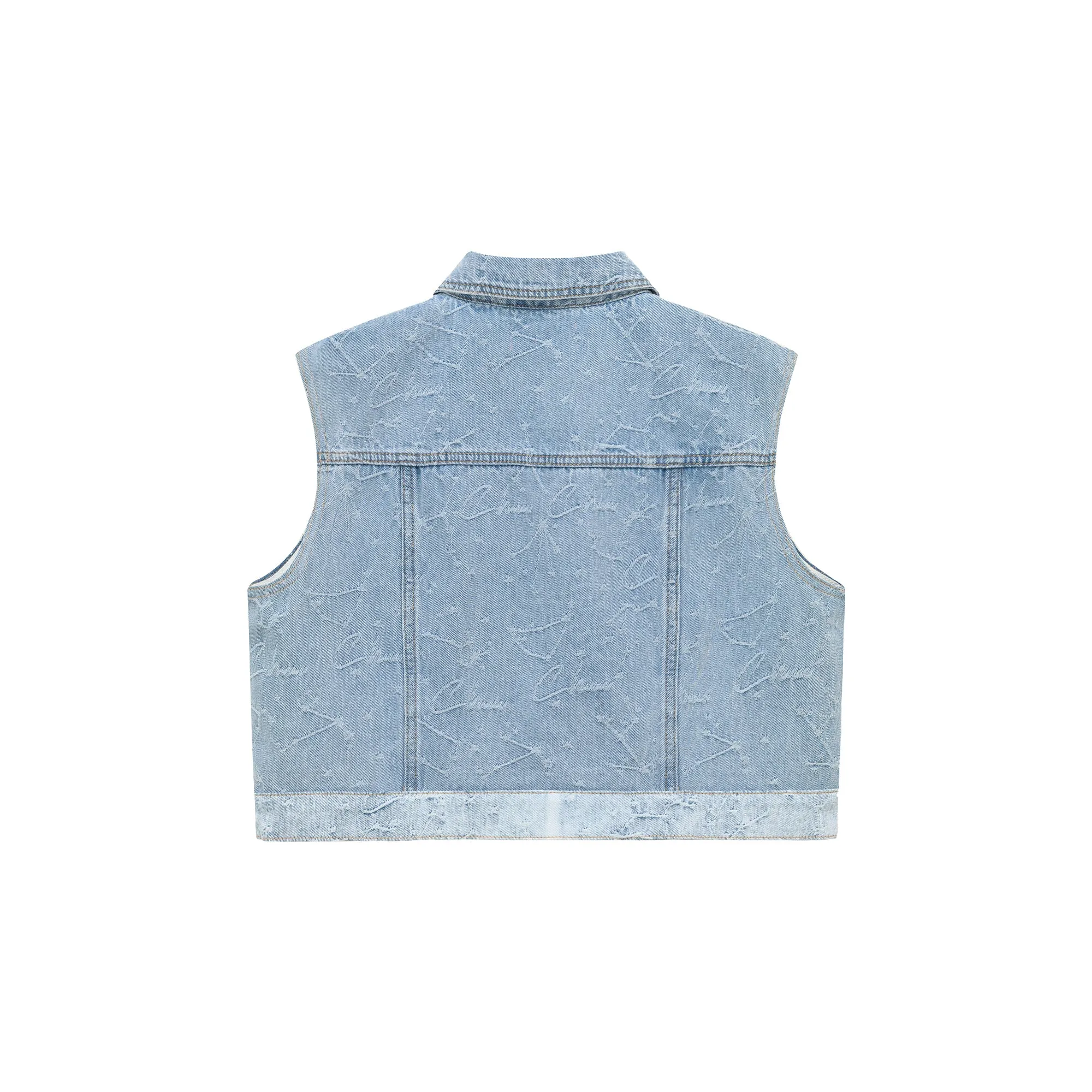 Stitched Color Matching Denim Vest