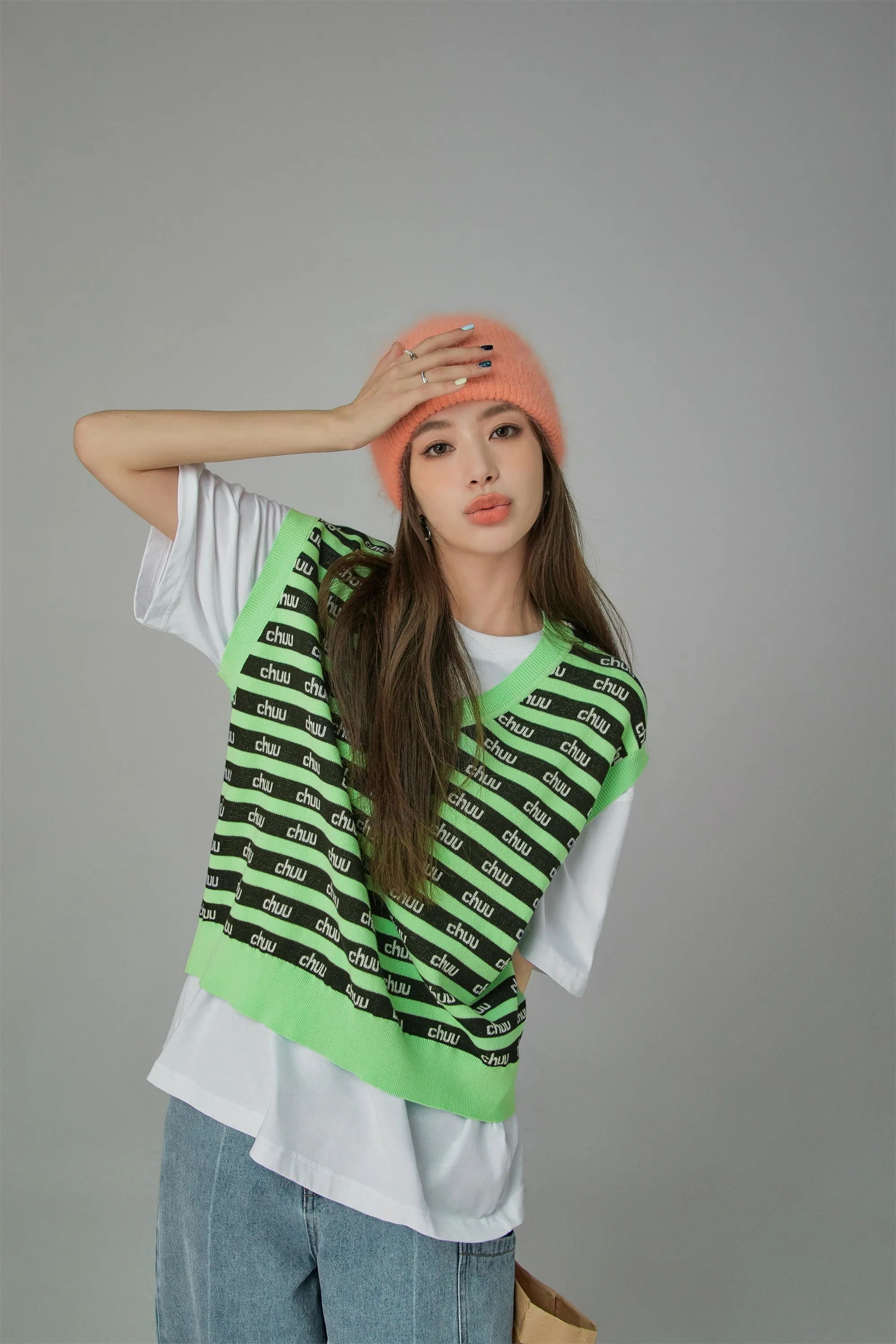 Stripes Chuu Logo Knit Vest