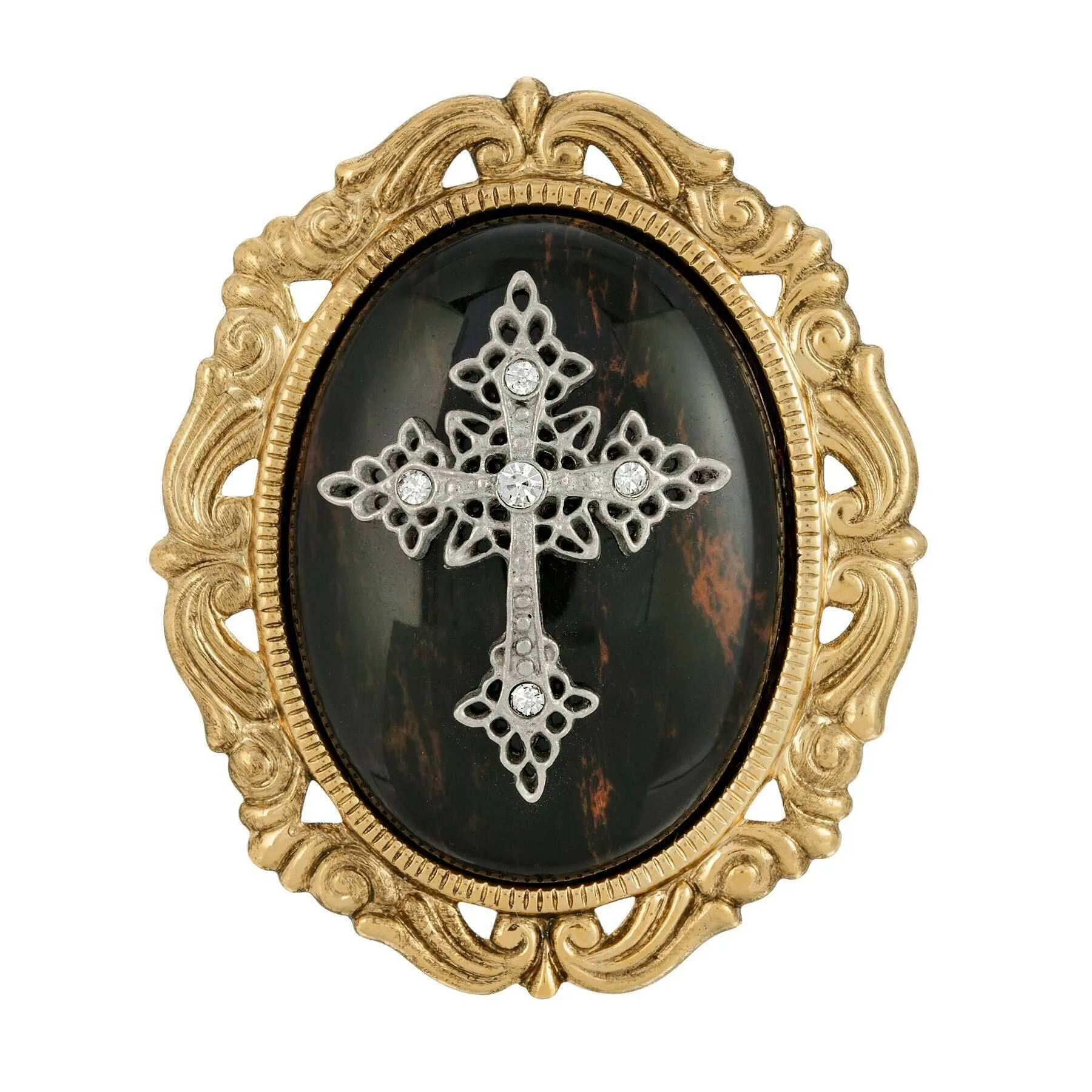 Symbols of Faith Oval Pendant with Cross Brooch