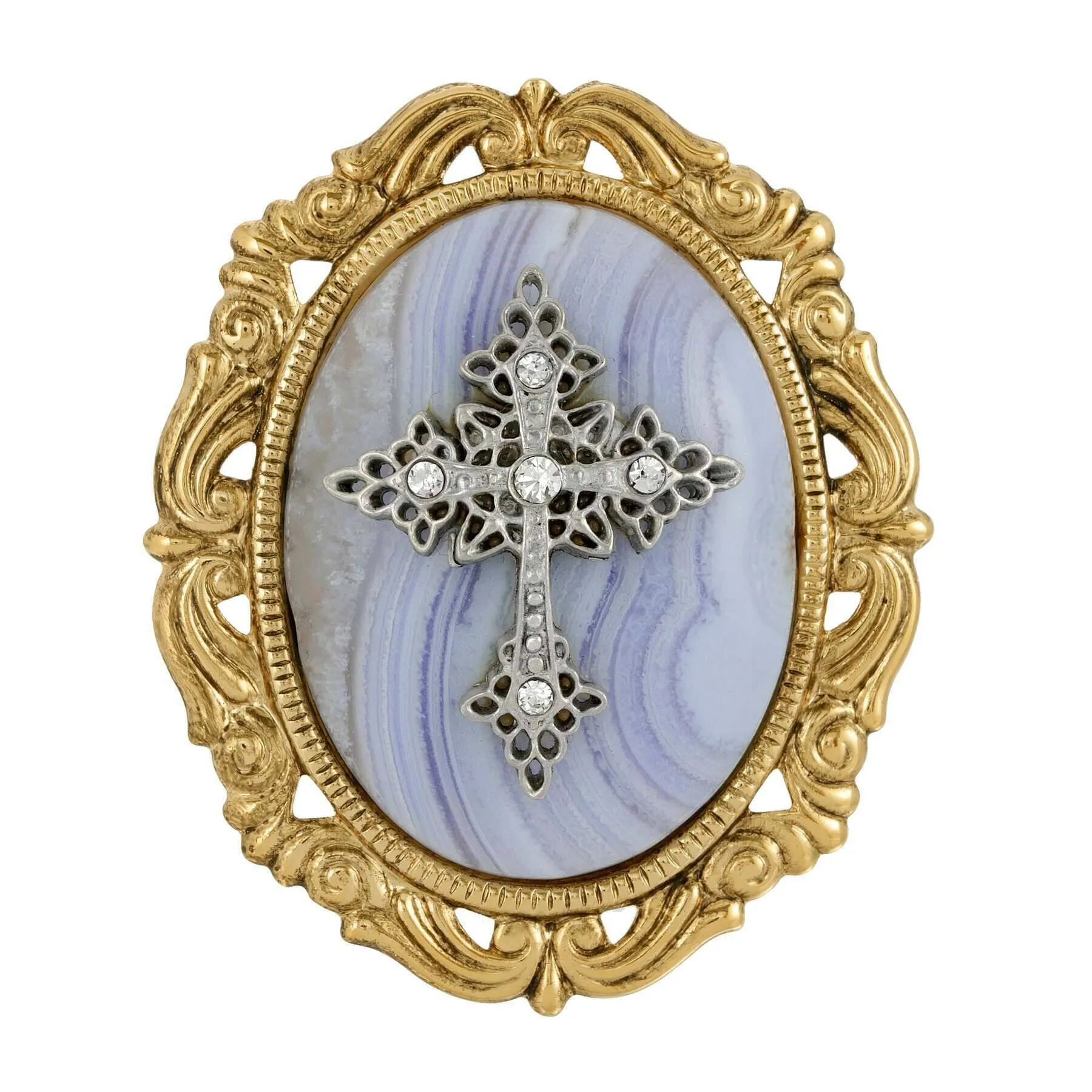 Symbols of Faith Oval Pendant with Cross Brooch