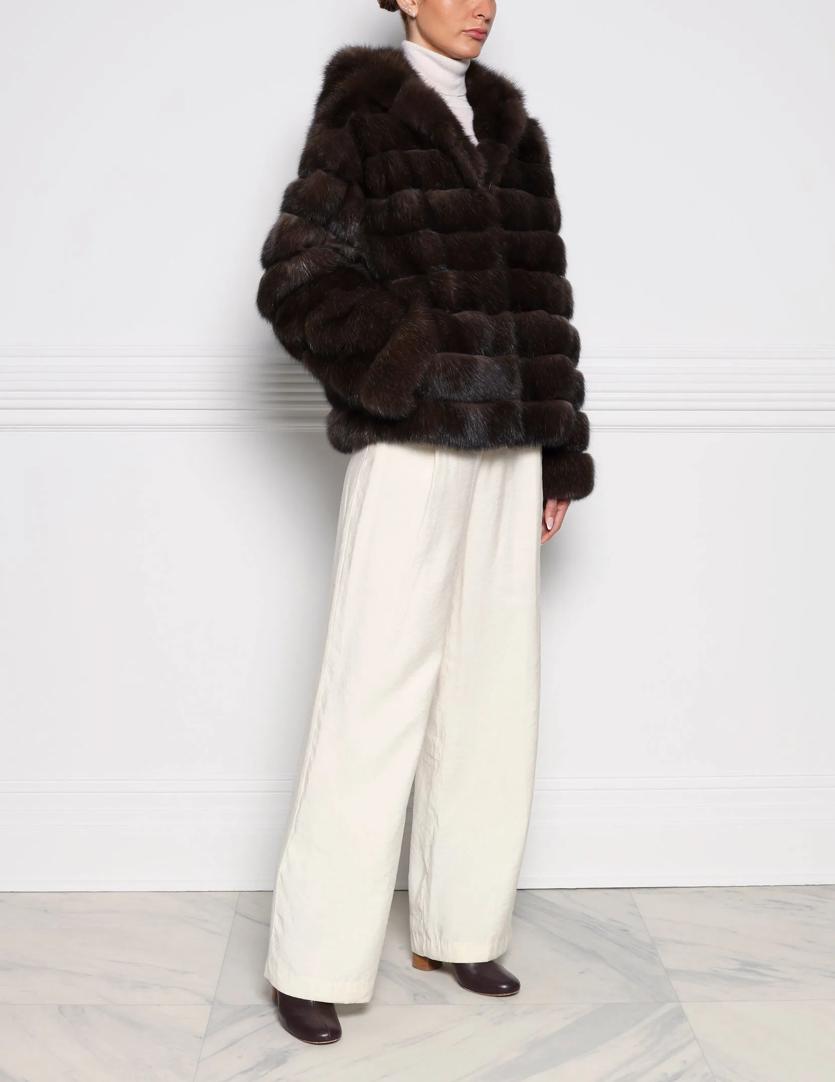 The Sarah Sable Fur Hooded Jacket