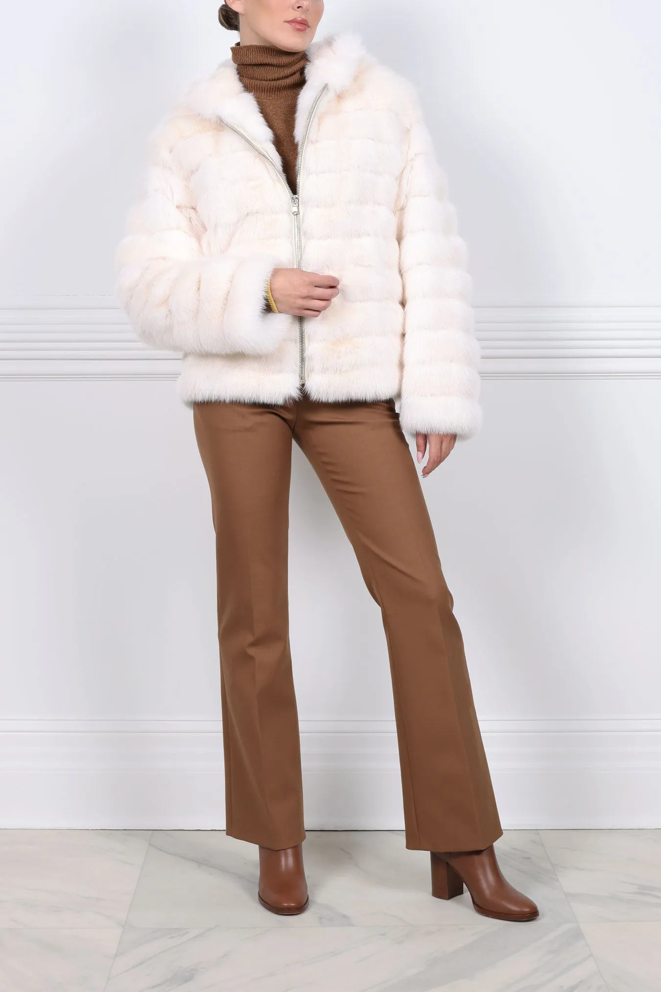 The Sarah Sable Fur Hooded Jacket