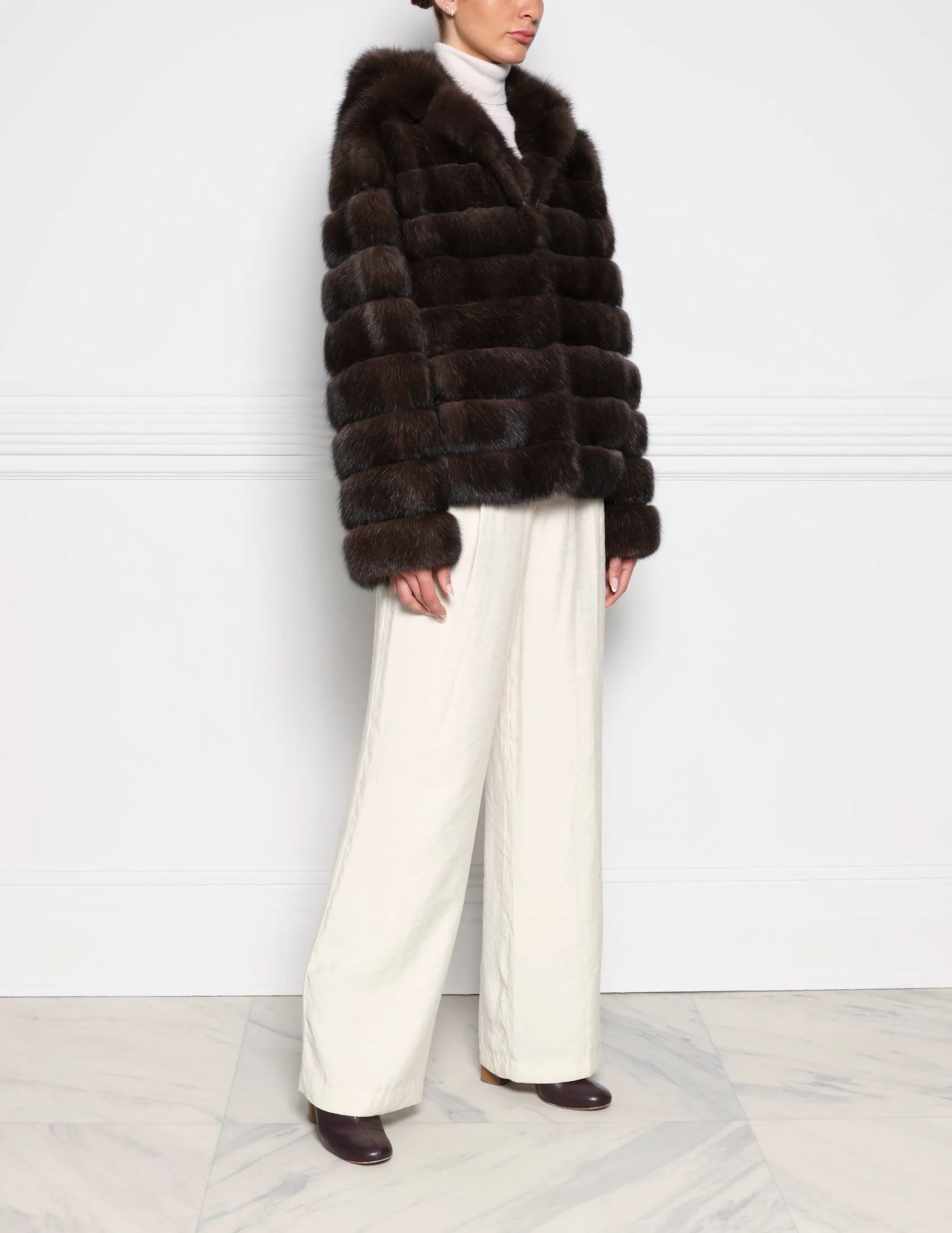 The Sarah Sable Fur Hooded Jacket