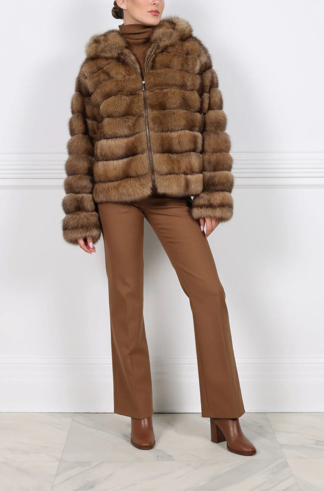 The Sarah Sable Fur Hooded Jacket