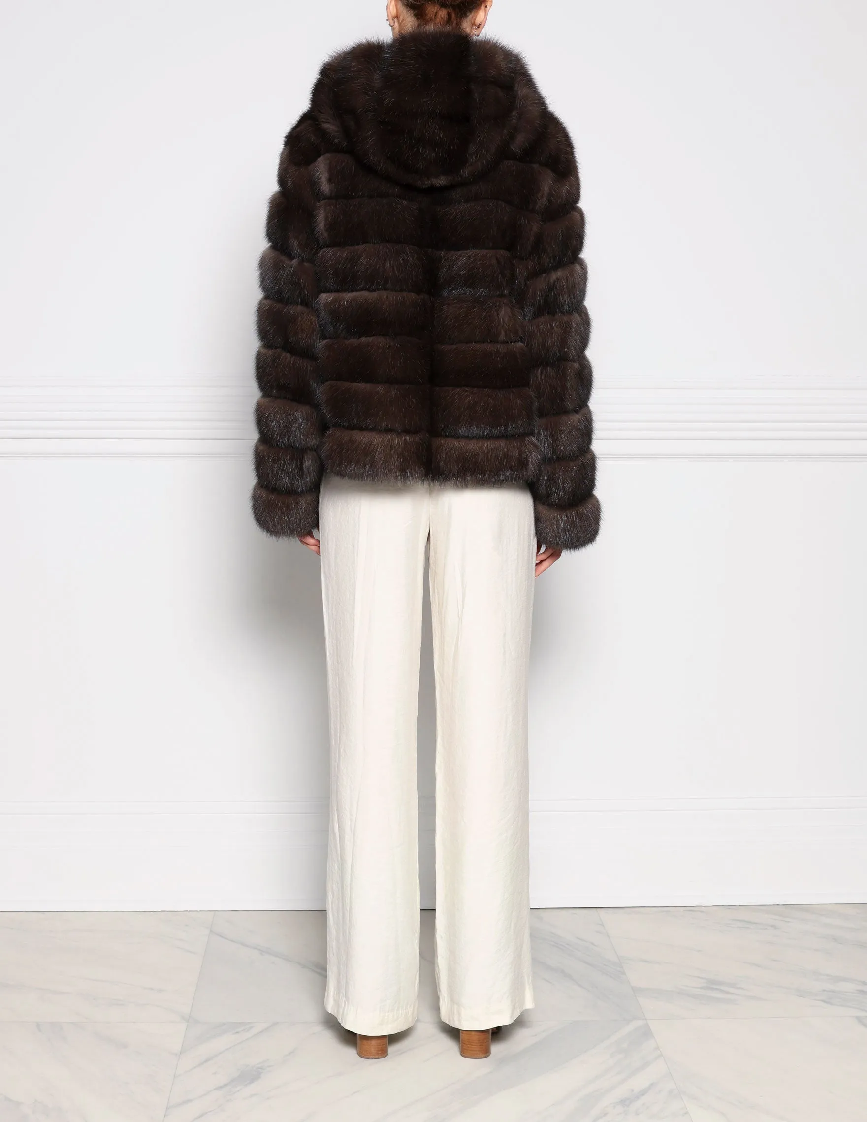 The Sarah Sable Fur Hooded Jacket