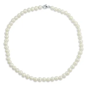 Traditional Bridal Classic Pearl Strand Necklace 7MM 18" with Silver Clasp