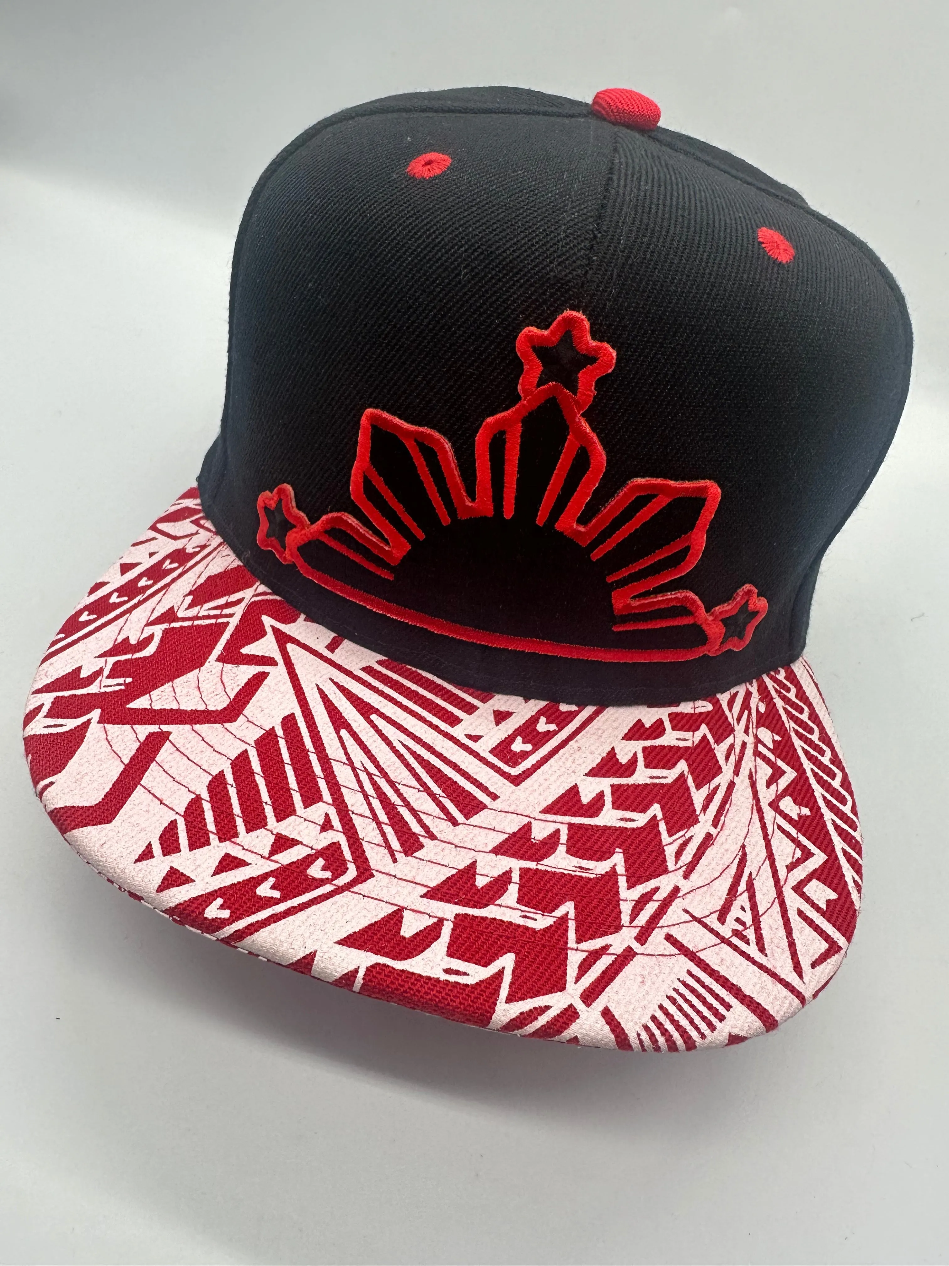 Tribal 3 Stars and Sun Black and Red Brim Philippines Islands